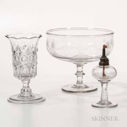 Three Colorless Glass Table Items