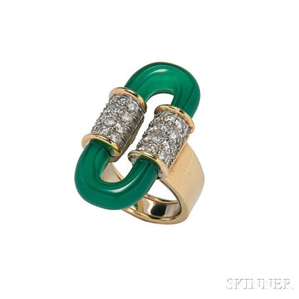 18kt Gold, Chrysoprase, and Diamond Ring