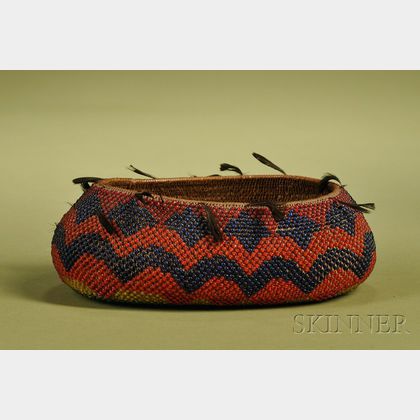 Small Pomo Beadwork and Feather Basketry Bowl