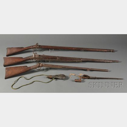 Group Collectible Arms Including Two Muskets and a Fowler