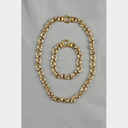 18kt Bicolor Gold Necklace and Bracelet
