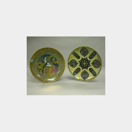 Two Hispano-Moresque Decorated Ceramic Plaques.