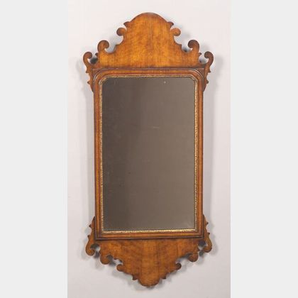 Chippendale-style Walnut and Composition Scroll Mirror