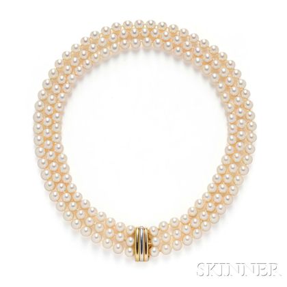 18kt Gold and Cultured Pearl "Trinity" Necklace, Cartier