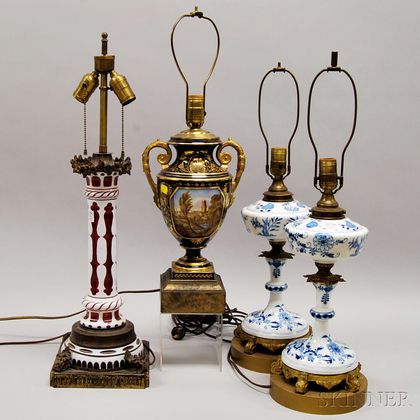 Four Assorted European Decorative Table Lamps