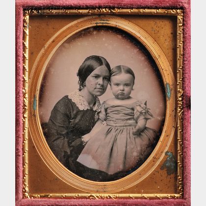 Two Daguerreotypes: School of John Adams Whipple (American, 1822-1891),Sixth-plate Daguerreotype of a Woman and Child