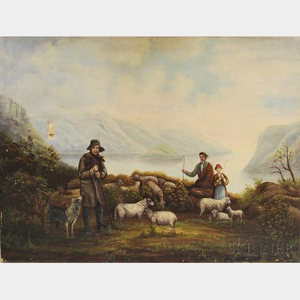 Continental School, 20th Century Shepherds and Sheep.