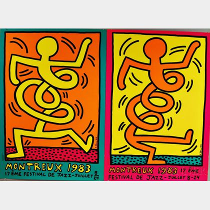 Keith Haring (American, 1958-1990) Two Montreux Festival de Jazz Posters