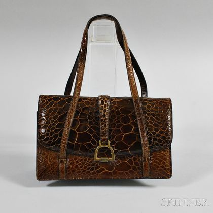 Lucille de Paris Brown Embossed Leather Handbag