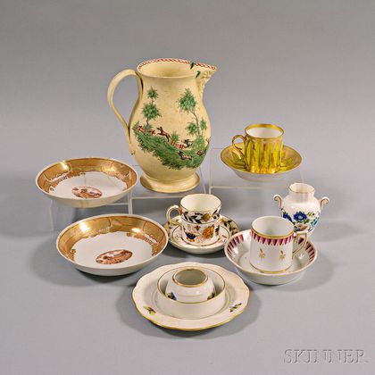 Twelve Pieces of English and Continental Porcelain and Ceramics