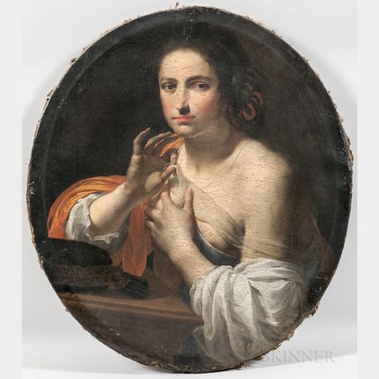 Continental School, 17th Century Style Portrait of a Lady with a Gossamer Drape
