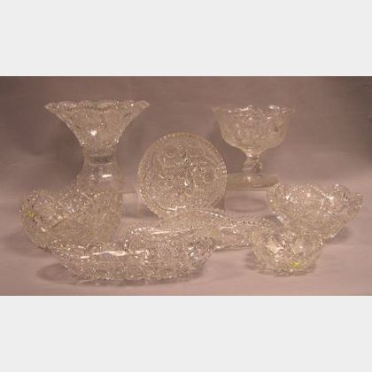 Eight Pieces of Colorless Cut Glass