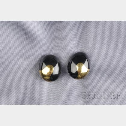 18kt Gold and Black Jade "Thumbprint" Earrings, Tiffany & Co.