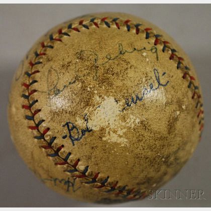 1927 New York Yankees Team Autographed Baseball