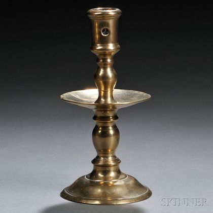 Dutch Brass Candlestick with Mid-drip Pan