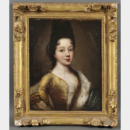 Continental School, 17th Century Portrait of a Young Woman in Yellow
