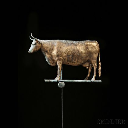 Gilded Molded Copper Cow Weathervane