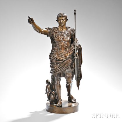 After Benedetto Boschetti (Italian, 1820-1879) Bronze Figure of Caesar Augustus
