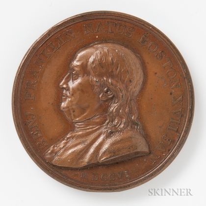1786 Benjamin Franklin Natus Boston Bronze Medal