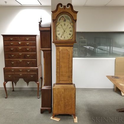 Pennsylvania Curly Maple and Cherry Reproduction Tall Clock