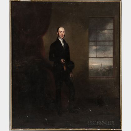 Attributed to Richard Augustus Clack (British, 1804-1881) Full-length Portrait of a Gentleman Beside a Window