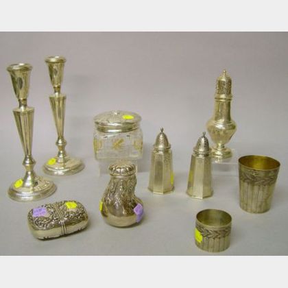Ten Assorted Sterling and Silver Plated Table Items