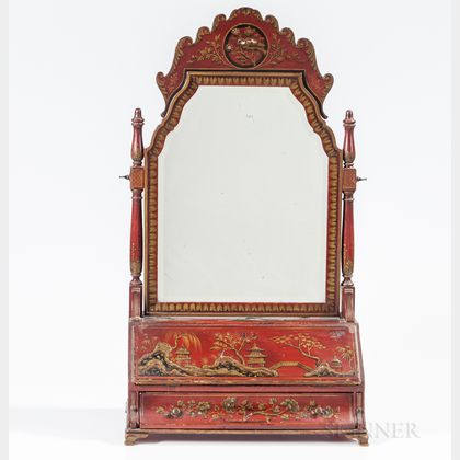 Japanned Table Desk with Mirror
