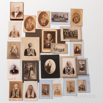 Twenty-two Photographs of Men Wearing Odd Fellows Lodge Regalia