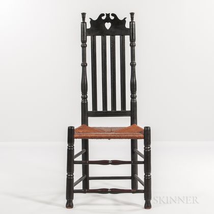 Black-painted Heart and Crown Side Chair