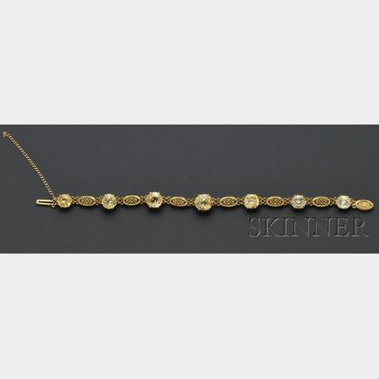 Arts & Crafts 18kt Gold and Yellow Sapphire Bracelet, Tiffany & Co.