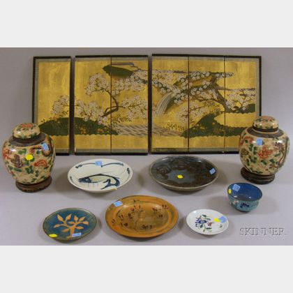 Nine Asian Ceramic, Enameled, and Decorative Items