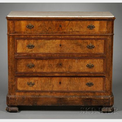 French Walnut and Marble-top Chest of Drawers
