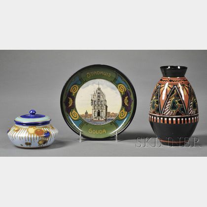 Three Gouda Pottery Items