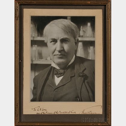Edison, Thomas Alva (1847-1931) Signed Black and White Photographic Portrait.