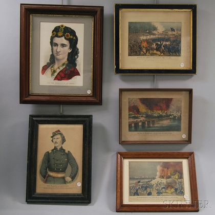 Four Framed Currier & Ives Civil War Lithographs