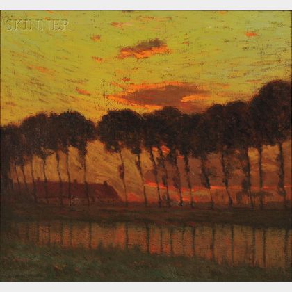 Charles Warren Eaton (American, 1857-1937) Sunset Through a Row of Trees
