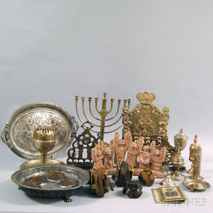 Norblin Silver-plated Hanukkah Lamp and a Group of Judaica