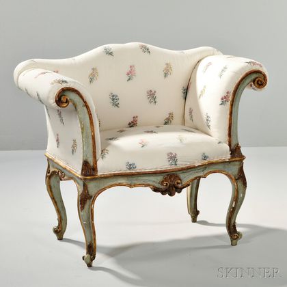 Italian Rococo-style Painted and Parcel-gilt Window Seat