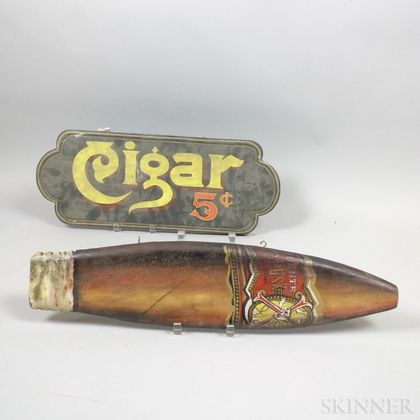 Two Paint-decorated Wood Cigar Displays