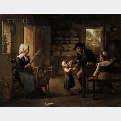 Enoch Wood Perry Jr. (American, 1831-1915) Breton Family in a Cottage Interior