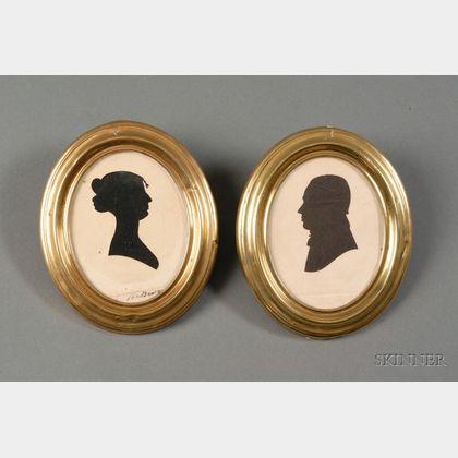 Pair of Silhouette Portraits of Zilpha and Stephen Longfellow