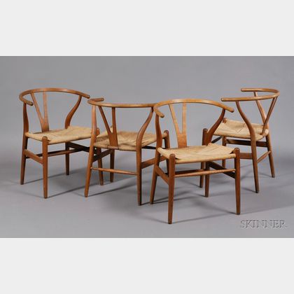 Four Hans Wegner (1914-2007) Wishbone Chairs