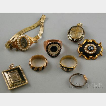 Small Group of Antique Mourning and Memorial Jewelry