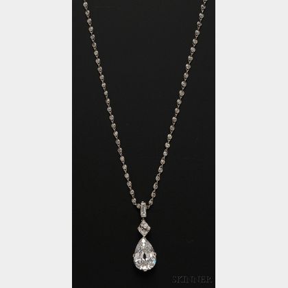 Important Art Deco Platinum and Diamond Pendant Necklace, Cartier