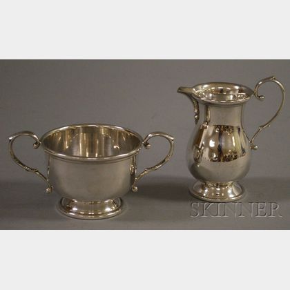 Two-Piece B&M Sterling George II Style Creamer and Open Sugar Bowl