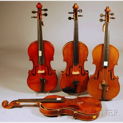 Four Modern German Violins, c. 1950. 