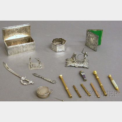 Fifteen Small Assorted Mostly Silver Objects