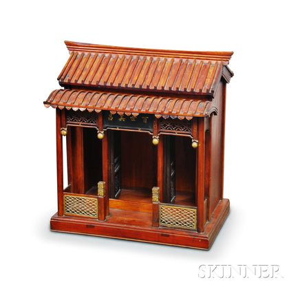 Carved Wood Model of a Shrine