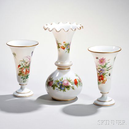Three Opaline Glass Vases