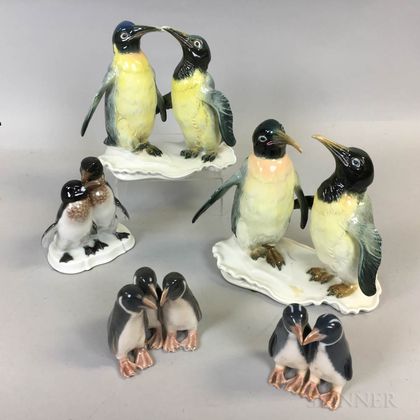 Group of Rosenthal, Royal Copenhagen, and Karl Ens Ceramic Penguins